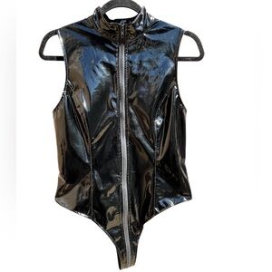 Black Vinyl Sleeveless Body Suit BDM